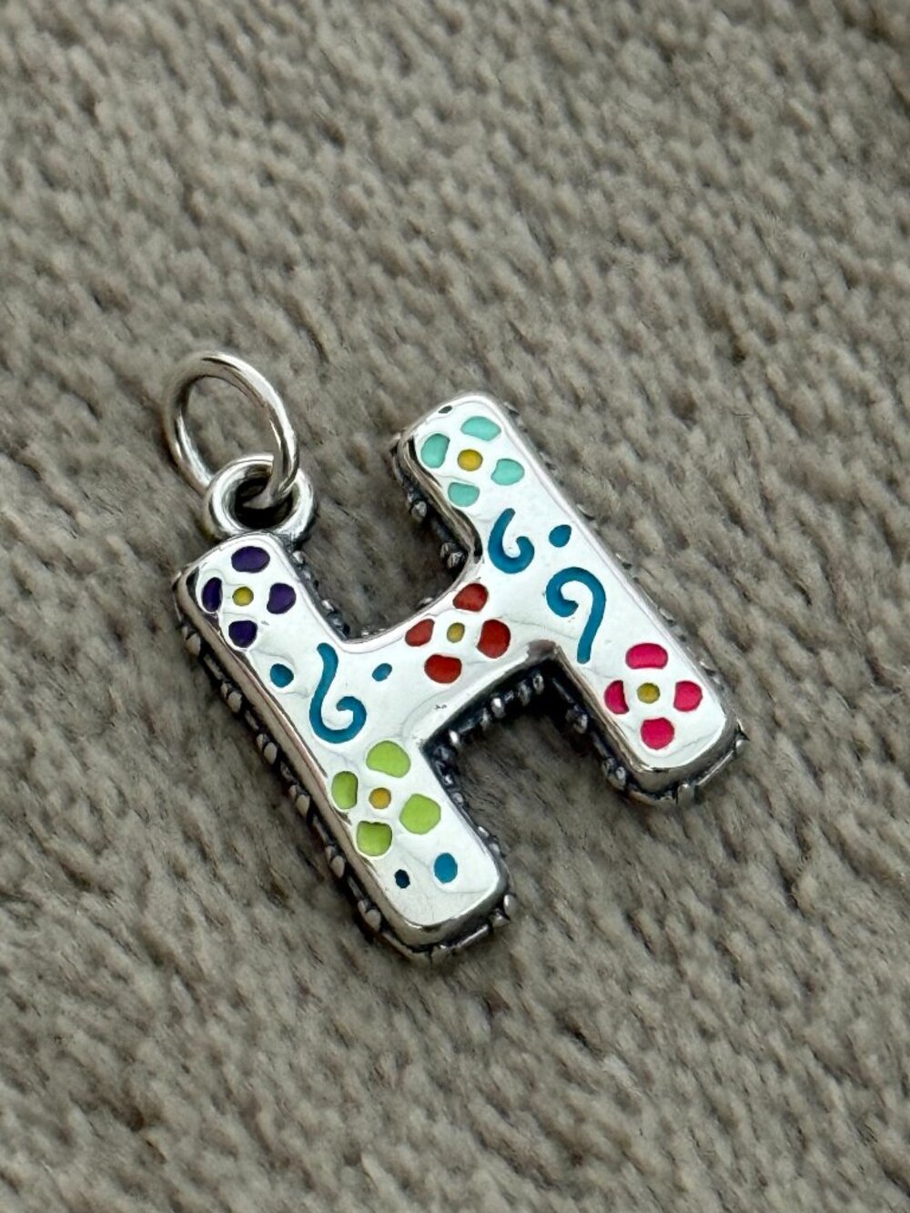 H- Enamel Consuela Floral Initial Charm